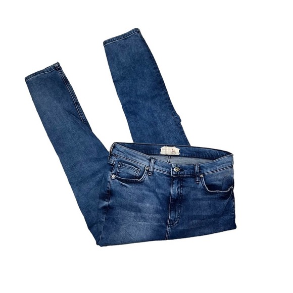 Free People Denim - Free People Women’s Mild Acid Wash Busted Knee Denim High Rise Skinny Jeans 32